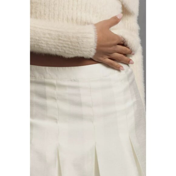 Anthropologie Maeve Pleated Taffeta Mini Skirt NWT in White 12 - Picture 2 of 12